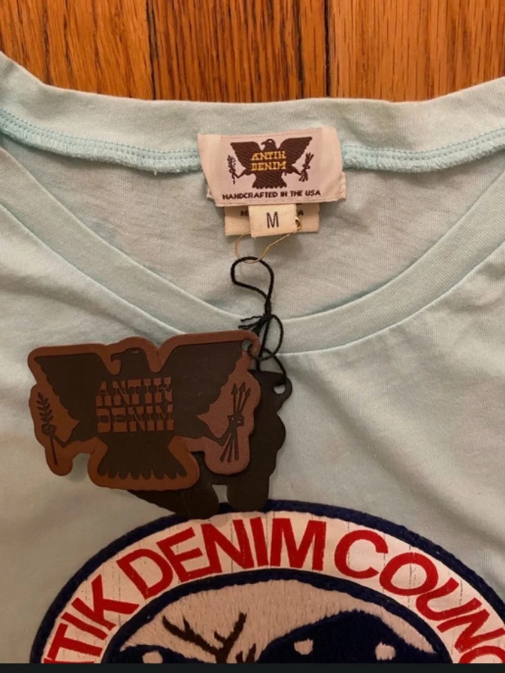 Antik Denim Embroidered Graphic Tee - Turquoise - Size Medium